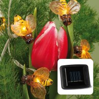 LED-Solar-Lichterkette mit Bienen, 20 LEDs, gelb, inkl. Solarpanel und Akku
