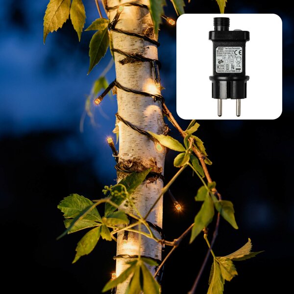 40-pcs. LED-Lightchain, classic warm-white, Outdoor-Transformer