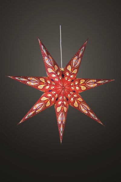 Papier-Stern rot, Ø 75 cm, zum Aufhängen, Euro-Stecker