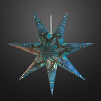 Papier-Stern blau, mit Druck, 7 zackig, DIA 75cm