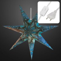 Paper Star  blue, Ø 75 cm, to Hang, Euro-Plug