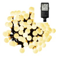 80-pcs. LED-Ball-Lightchain, warm-white LEDs, black cable, with Timer, Outdoor-Transformer