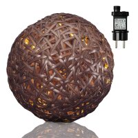 LED-Rattan Ball, 90 warm-white LED, 34 cm Ø, Timer, IP 44 Outdoor Transformer