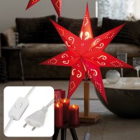 Paper Star red, with wooden base, ø 45 cm, E14,...