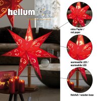 Paper Star red, with wooden base, ø 45 cm, E14, w/o bulb