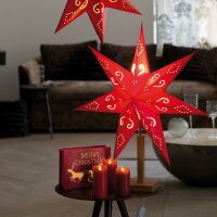 Paper Star red, with wooden base, ø 45 cm, E14, w/o bulb