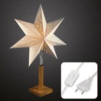 Paper Star white, with wooden base, ø 45 cm, E14,...