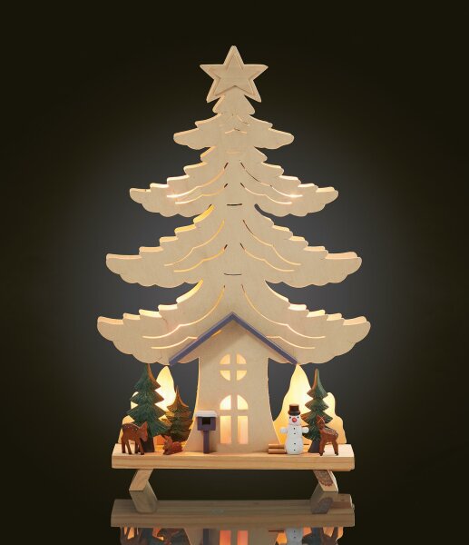 10-pcs. LED Wooden Mood Chandelier House+Snowman
