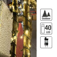 40-pcs. LED-Lightchain, warm-white LEDs, Outdoor-Trafo
