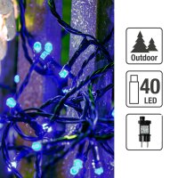 40-pcs. LED-Lightchain, blue, Outdoor-Transformer