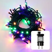 LED-Lichterkette, 40 LEDs multicolor, optionaler Timer, Außen-Transformator