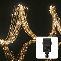 LED-Kupferkabel-Girlande, 24 Stränge, 384 LEDs warm-weiß, optionaler Timer, Außen-Transformator