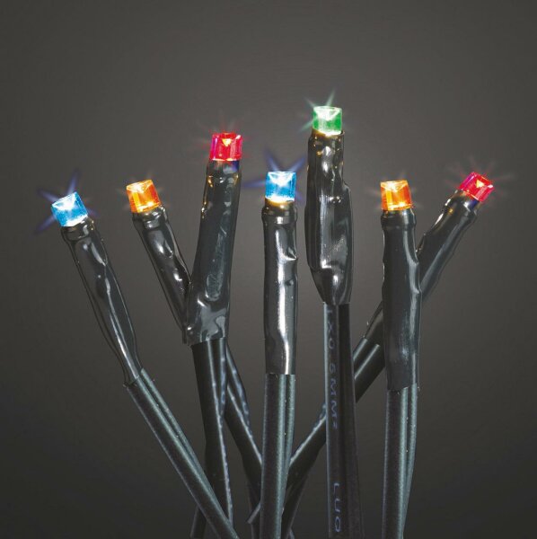 20-pcs. LED-Lightchain, coloured, green cable, Euro-Plug