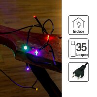 35-pcs. LED-Lightchain, coloured, green cable, Euro-Plug