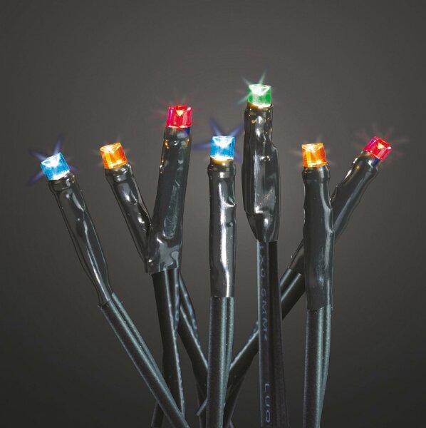50-tlg. LED-Lichterkette, bunt, grünes-Kabel, Euro-Stecker