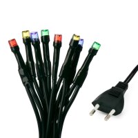 50-pcs. LED-Lightchain, coloured, green cable, Euro-Plug