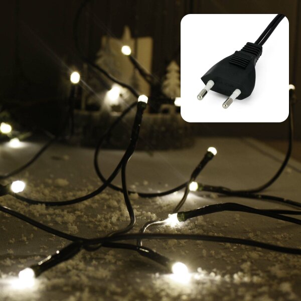 100-pcs. LED-Lightchain, warm-white, green cable, Euro-Plug