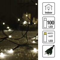 100-tlg. LED-Lichterkette, warm-weiß, grünes-Kabel, Euro-Stecker