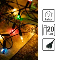 20-pcs. LED-Pisello-Minilightchain, coloured, indoor, with EU-Plug