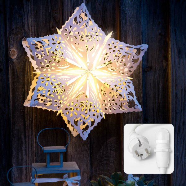 LED- Stern Außen-Trafo mit weiß, 56 Ø, cm Schneeflocken