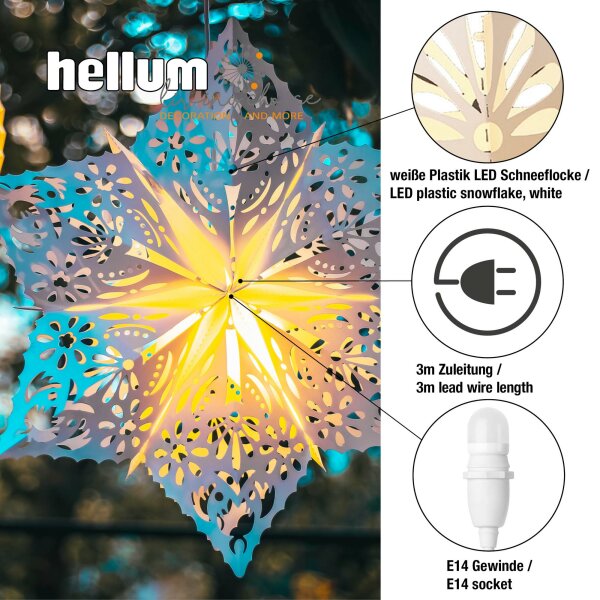 LED- Stern weiß, 56 mit Außen-Trafo cm Ø, Schneeflocken