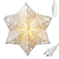 LED-Stern mit Schneeflockendesign weiß, 60cm, mit Außen-Transformator