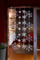 LED-Schneeflocken-Vorhang, 75 warm-weiße LEDs, mit Timer, Außen-Trafo
