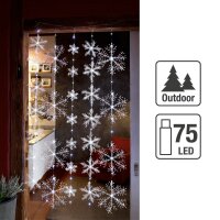 LED-Snowflake-Curtain, 75 warm-white LEDs, with Timer, Outdoor-Transformer