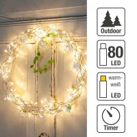 LED-Decowreath, 80 LED warm-white, 30 cm Ø, Outdoor Trafo