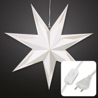 Papier-Stern weiß - doppellagig- DIA 60cm, E 14 Fassung, 1,5m Zuleitung, ohne Leuchtmittel