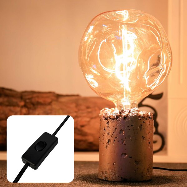 Zement-Sockel für E27 Lampen, rose-goldfarben,1,5m Zuleitung, AN/AUS-Schalter, ohne Leuchtmittel