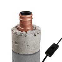 Cement Socket, grey with copper socket. E27, ø 9,5 cm, H: 12,5 cm