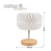 Papierlampe weiß, mit Holzstandfuß, Höhe: 32 cm,  ø 22 cm, E14, inkl. Lampe