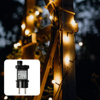 180-tlg. LED-Kugel-Lichterkette, warm-weiß, schwarzes Kabel, mit Timer, Außen-Transformator