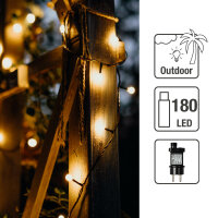 180-tlg. LED-Kugel-Lichterkette, warm-weiß, schwarzes Kabel, mit Timer, Außen-Transformator