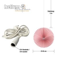 Paper Lantern "Sunny", pink, hanging lamp, white  cable, E14 , with switch,  Ø 40 cm, for outdoor, bulb included