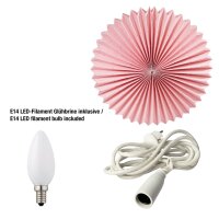 Papierlampion "Sunny", pink, hängend,  weißes Kabel, E14 Sockel, mit Schalter, Ø 40 cm, für außen, inkl. Lampe