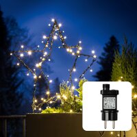 LED Weihnachtsstern außen, 90 warm-weiße LEDs, 50x50cm, 2D/3D wählbar, Außen-Trafo