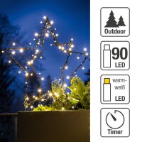 LED Christmas Star Outdoor, 90 warm-white LEDs, 50x50cm, 2D/3D selectable, Outdoor Transformer