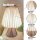 Paper lamp white with dark stripes, with wooden stand, ø 25,5 cm, E14, incl. lamp