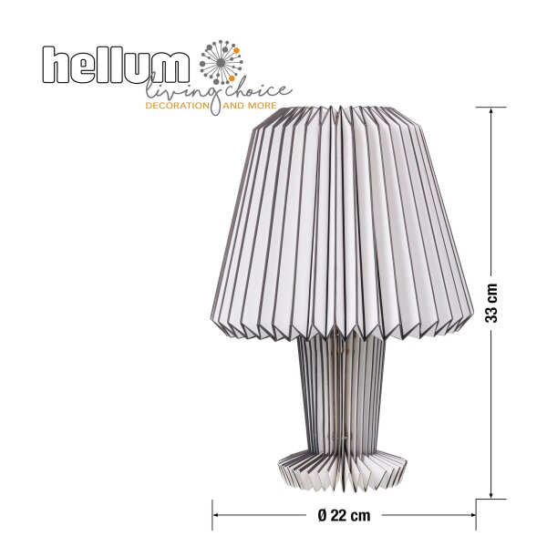 Papierlampe weiß mit dunklen Streifen, mit Holzstandfuß, Höhe: 33 cm