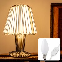 Papierlampe weiß mit dunklen Streifen,Höhe: 33 cm, ø 22 cm, E14, inkl. LED-Leuchtmittel