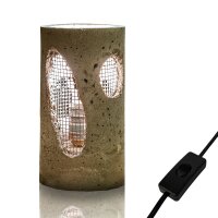 Tischlampe - Zement-Lampe m. Gittergeflecht dunkelgrau...