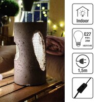 Tischlampe - Zement-Lampe m. Gittergeflecht dunkelgrau modernes Design