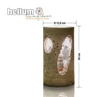 Zement-Lampe mit Gittergeflecht aus Metall, dunkelgrau, E27, ø 12,8 cm, H: 24 cm