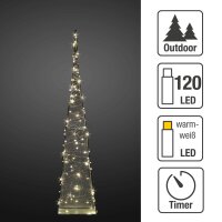 LED-Pyramide, Metallrahmen, Lichterkette "Tauperlen", 120 LEDs warm-weiß  H: 90cm, 6 h Timer, IP44