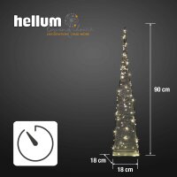 LED-Pyramid with Metal Rim and  Lightchain Morning Dew,  Height: 90 cm, 120 warm-white LEDs, Outdoor-Transformer