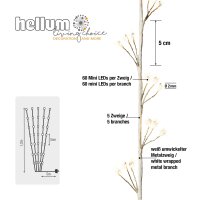 5 LED-Branches with Cluster-Lightchain, 300 warm-white LEDs, silver cable, Indoor-Trafo