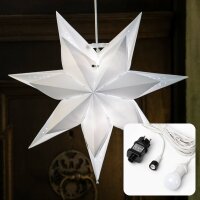 LED Paper Star double white 40 cm E14, Outdoor Plug