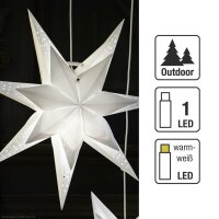 Papier-Stern doppellagig für Außen, 5m Zuleitung, inkl. Leuchtmittel, E14 Sockel, Ø63cm, Timer